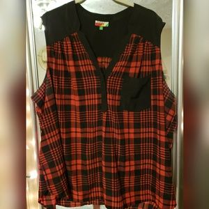 4X BUFFALO PLAID PRINT BLOUSE